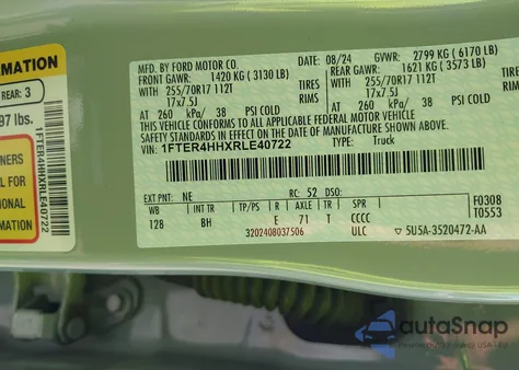 2024 Ford Ranger Xlt из США, поврежденный, VIN 1FTER4HHXRLE40722